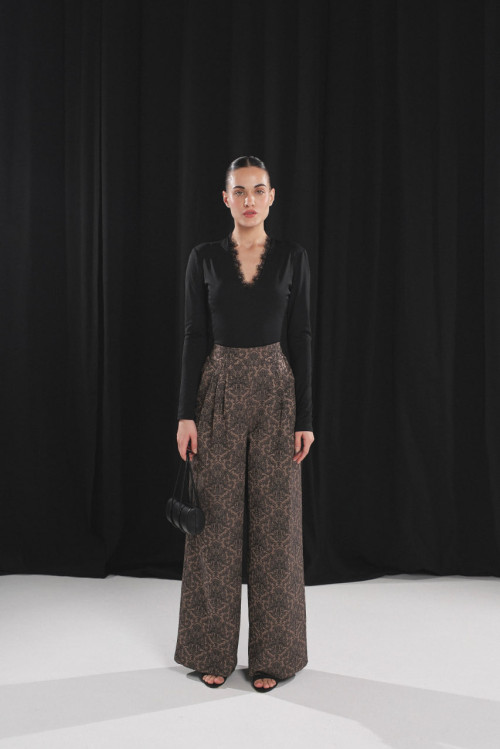 Jacquard pants - Coffee