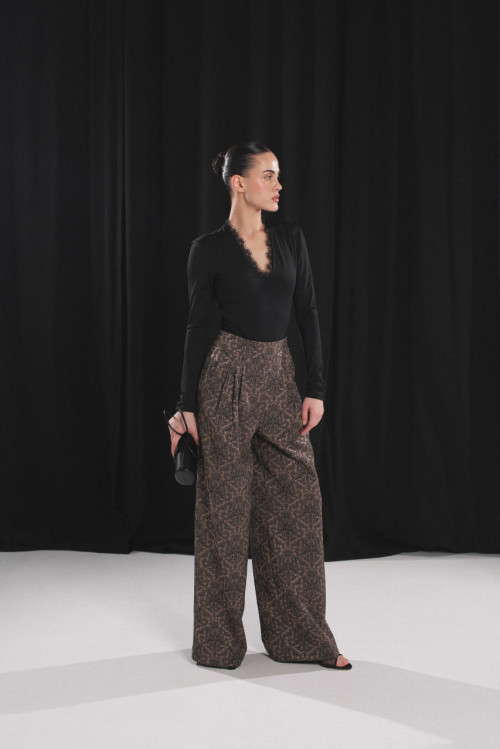 Jacquard pants - Coffee