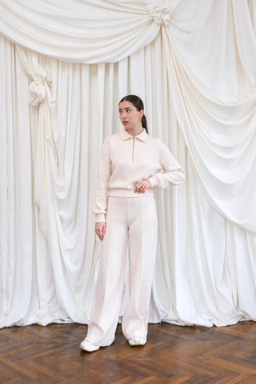 Angora zip-up jacket - Milk