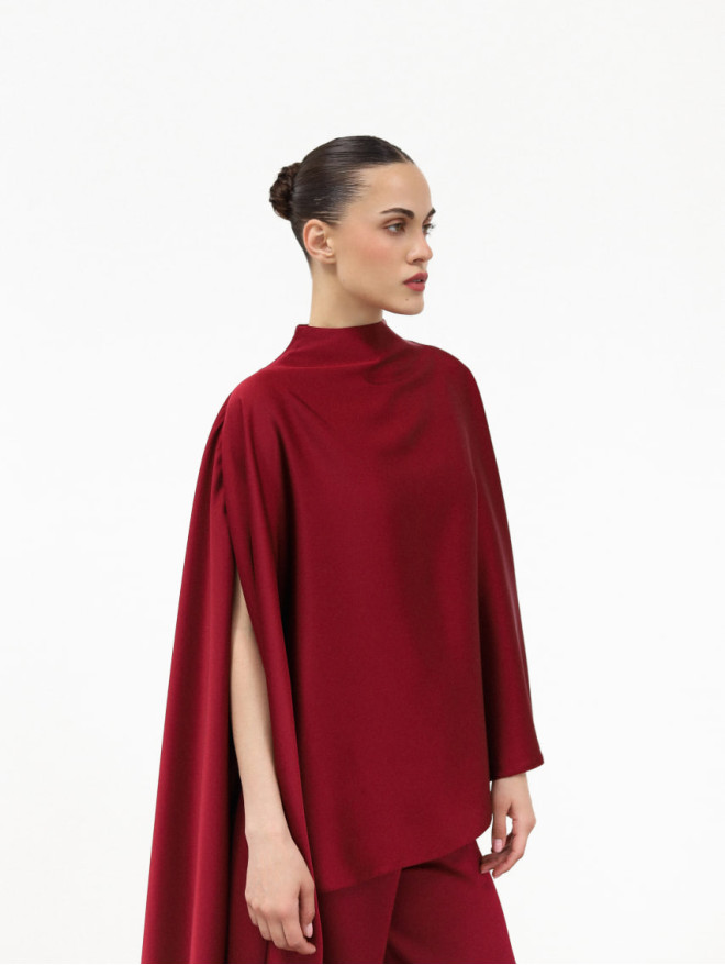 Asymmetrical silk cape