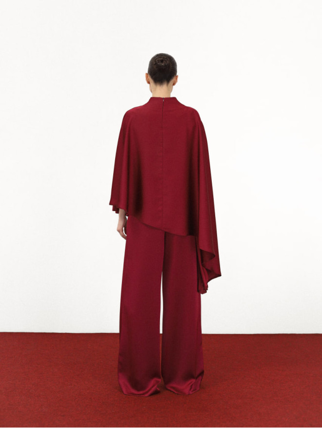 Asymmetrical silk cape